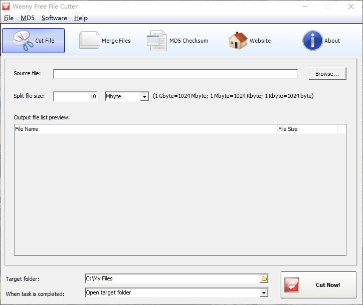 Weeny Free File Cutter下载,文件切割工具,文件合并