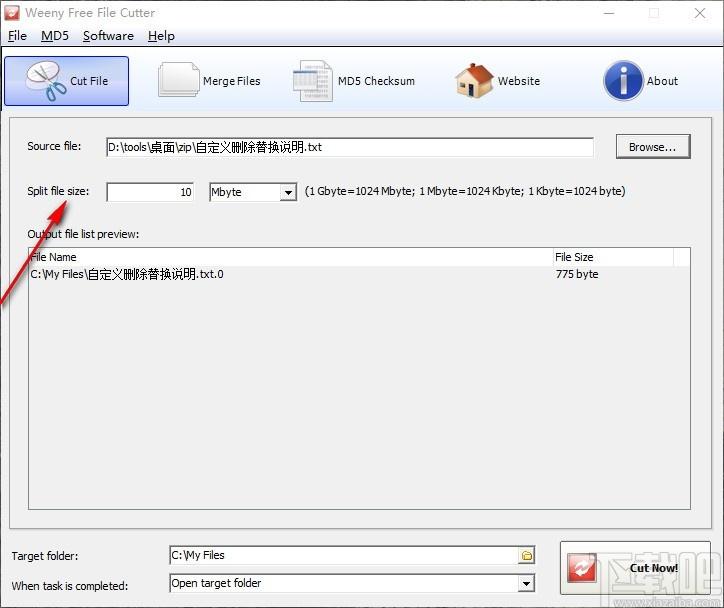 Weeny Free File Cutter下载,文件切割工具,文件合并