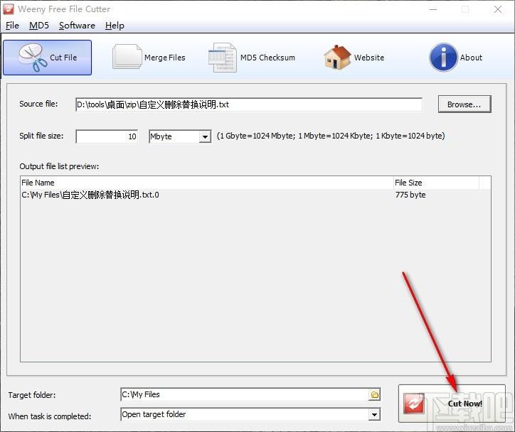 Weeny Free File Cutter下载,文件切割工具,文件合并