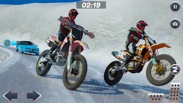 山地自行车雪地摩托赛最新版(Mountain Bike Snow Moto Racing)下载,山地自行车雪地摩托赛,竞速游戏,赛车游戏